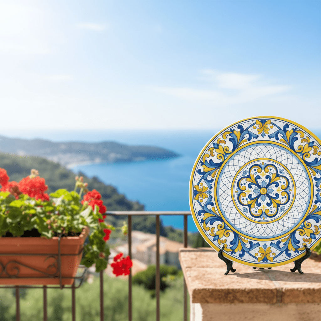 Tuscan Home Decor Inspired by Florence Renaissance Scroll Motif Decorative Plate Including Stand - Image 11